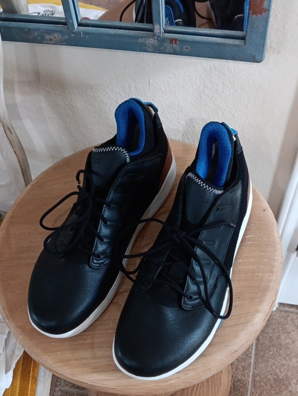Geox Respira Aerantis Amphibiox Mens 12 Black Leather Waterproof Shoes